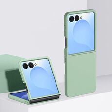 Per Samsung Galaxy Z Flip7 Custodia protettiva antiurto per PC con copertura totale in pelle (verde menta)