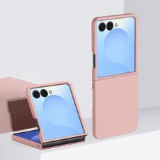 Per Samsung Galaxy Z Flip7 Custodia protettiva antiurto per PC con copertura completa in pelle (rosa)
