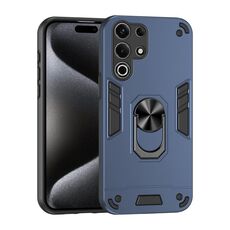 Per itel S25 Custodia per telefono con supporto ad anello in metallo ultra antiurto (blu)