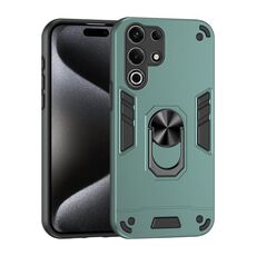 Per itel S25 Custodia per telefono con supporto ad anello in metallo ultra antiurto (verde)