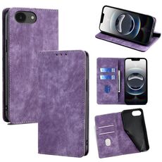 Per iPhone 16e RFID Antifurto Spazzola Magnetico Custodia in Pelle per Telefono (Viola)