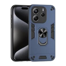 Per Redmi Note 14 4G 164,84 mm Custodia per telefono con supporto ad anello in metallo antiurto (blu)