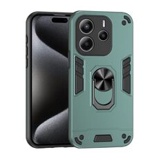 Per Redmi Note 14 4G 164,84 mm Custodia per telefono con supporto ad anello in metallo antiurto (verde)