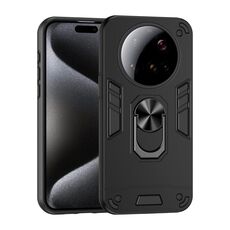 Per Xiaomi 15 Ultra Custodia antiurto in metallo con supporto ad anello per telefono (nero)