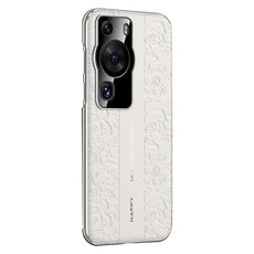 Per Huawei P60 Pro Custodia per telefono cellulare in pelle liscia con motivo a drago cloud (bianco)