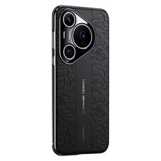 Per Huawei Pura 70 Cloud Dragon Pattern Custodia per telefono in pelle liscia per PC (nero)