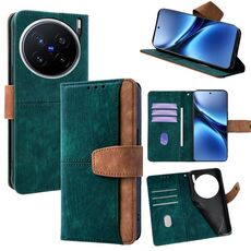 Per vivo X200 Pro Custodia per telefono con cuciture colorate in pelle e blocco RFID (verde)