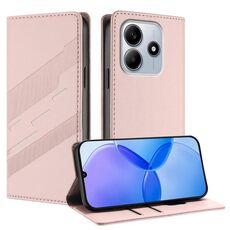 Custodia per telefono in pelle retrò con portafoglio multifunzionale in rilievo per Redmi Note 14 4G da 163,25 mm (rosa)