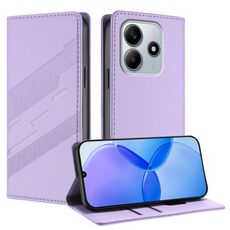Custodia per telefono in pelle retrò con portafoglio multifunzionale in rilievo per Redmi Note 14 4G da 163,25 mm (viola chiaro)