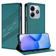 Custodia in pelle retrò con portafoglio multifunzionale in rilievo per Redmi Note 14 5G (verde scuro)