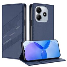 Custodia in pelle retrò con portafoglio multifunzionale in rilievo per Redmi Note 14 5G (blu scuro)