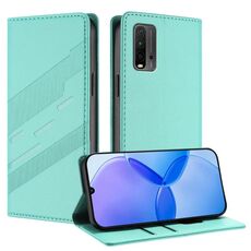 Custodia in pelle retrò con portafoglio multifunzionale in rilievo per Redmi 9T (verde menta)