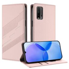 Custodia per telefono in pelle retrò con portafoglio multifunzionale in rilievo per Redmi 9T (rosa)