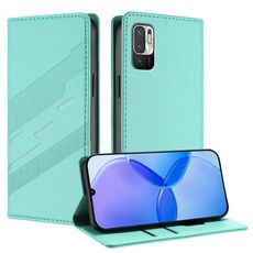 Custodia in pelle retrò con portafoglio multifunzionale in rilievo per Redmi 10 4G (verde menta)