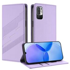 Custodia in pelle retrò con portafoglio multifunzionale in rilievo per Redmi 10 4G (viola chiaro)