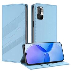 Custodia in pelle retrò con portafoglio multifunzionale in rilievo per Redmi 10 4G (blu chiaro)