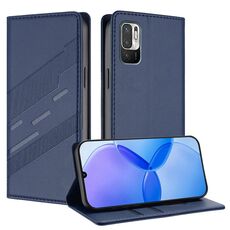Custodia in pelle retrò con portafoglio multifunzionale in rilievo per Redmi 10 4G (blu scuro)