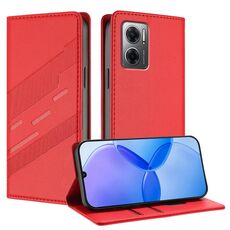 Custodia per telefono in pelle retrò con portafoglio multifunzionale in rilievo per Redmi 10 5G (rosso)