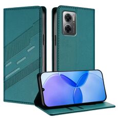 Custodia in pelle retrò con portafoglio multifunzionale in rilievo per Redmi 10 5G (verde scuro)