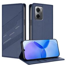 Custodia in pelle retrò con portafoglio multifunzionale in rilievo per Redmi 10 5G (blu scuro)