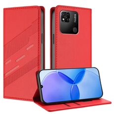 Per Redmi 10A / 9C Custodia per telefono in pelle retrò con portafoglio multifunzionale in rilievo (rosso)