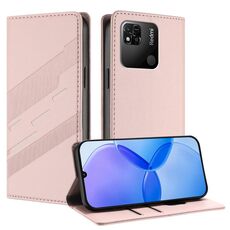 Custodia per telefono in pelle retrò con portafoglio multifunzionale in rilievo per Redmi 10A / 9C (rosa)