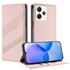 Per Redmi 12 Custodia per telefono in pelle retrò con portafoglio multifunzionale in rilievo (rosa)