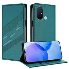 Per Redmi 12C Custodia per telefono in pelle retrò con portafoglio multifunzionale in rilievo (verde scuro)