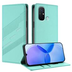 Custodia in pelle retrò con portafoglio multifunzionale in rilievo per Redmi 12C (verde menta)
