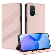 Per Redmi 12C Custodia per telefono in pelle retrò con portafoglio multifunzionale in rilievo (rosa)