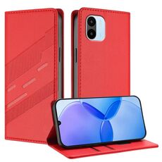 Custodia per telefono in pelle retrò con portafoglio multifunzionale in rilievo per Redmi A1 (rosso)