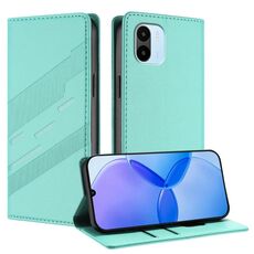 Custodia per telefono in pelle retrò con portafoglio multifunzionale in rilievo per Redmi A1 (verde menta)