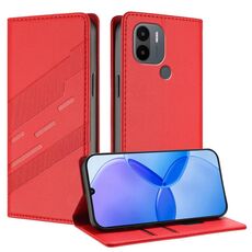 Custodia per telefono in pelle retrò con portafoglio multifunzionale in rilievo per Redmi A1+ (rosso)