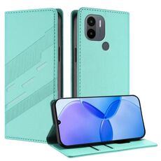 Custodia per telefono in pelle retrò con portafoglio multifunzionale in rilievo per Redmi A1+ (verde menta)