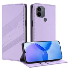 Custodia per telefono in pelle retrò con portafoglio multifunzionale in rilievo per Redmi A1+ (viola chiaro)