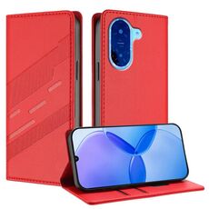 Per Redmi A5 Custodia per telefono in pelle retrò con portafoglio multifunzionale in rilievo (rosso)