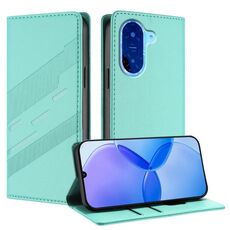 Per Redmi A5 Custodia per telefono in pelle retrò con portafoglio multifunzionale in rilievo (verde menta)