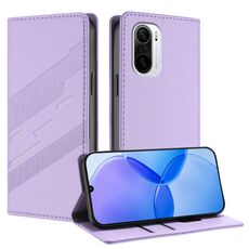 Per Redmi K40 Custodia per telefono in pelle retrò con portafoglio multifunzionale in rilievo (viola chiaro)