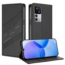 Custodia per telefono in pelle retrò con portafoglio multifunzionale in rilievo per Redmi K50 Ultra (nera)