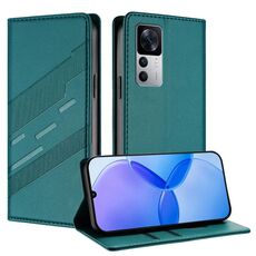 Custodia per telefono in pelle retrò con portafoglio multifunzionale in rilievo per Redmi K50 Ultra (verde scuro)