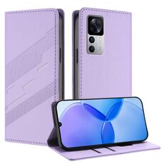 Custodia per telefono in pelle retrò con portafoglio multifunzionale in rilievo per Redmi K50 Ultra (viola chiaro)