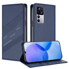 Custodia per telefono in pelle retrò con portafoglio multifunzionale in rilievo per Redmi K50 Ultra (blu scuro)