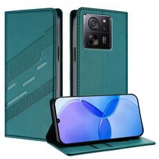 Per Redmi K60 Ultra Custodia per telefono in pelle retrò multifunzionale con portafoglio in rilievo (verde scuro)