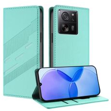 Per Redmi K60 Ultra Custodia per telefono in pelle retrò multifunzionale con portafoglio in rilievo (verde menta)