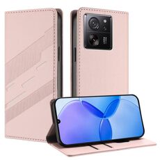 Custodia per telefono in pelle retrò con portafoglio multifunzionale in rilievo per Redmi K60 Ultra (rosa)