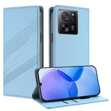 Custodia per telefono in pelle retrò con portafoglio multifunzionale in rilievo per Redmi K60 Ultra (blu chiaro)