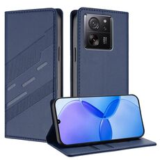 Per Redmi K60 Ultra Custodia per telefono in pelle retrò multifunzionale con portafoglio in rilievo (blu scuro)
