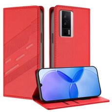 Per Redmi K60 / K60 Pro Custodia per telefono in pelle retrò con portafoglio multifunzionale in rilievo (rosso)