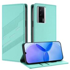 Custodia in pelle retrò con portafoglio multifunzionale in rilievo per Redmi K60 / K60 Pro (verde menta)