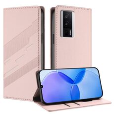 Custodia per telefono in pelle retrò con portafoglio multifunzionale in rilievo per Redmi K60 / K60 Pro (rosa)